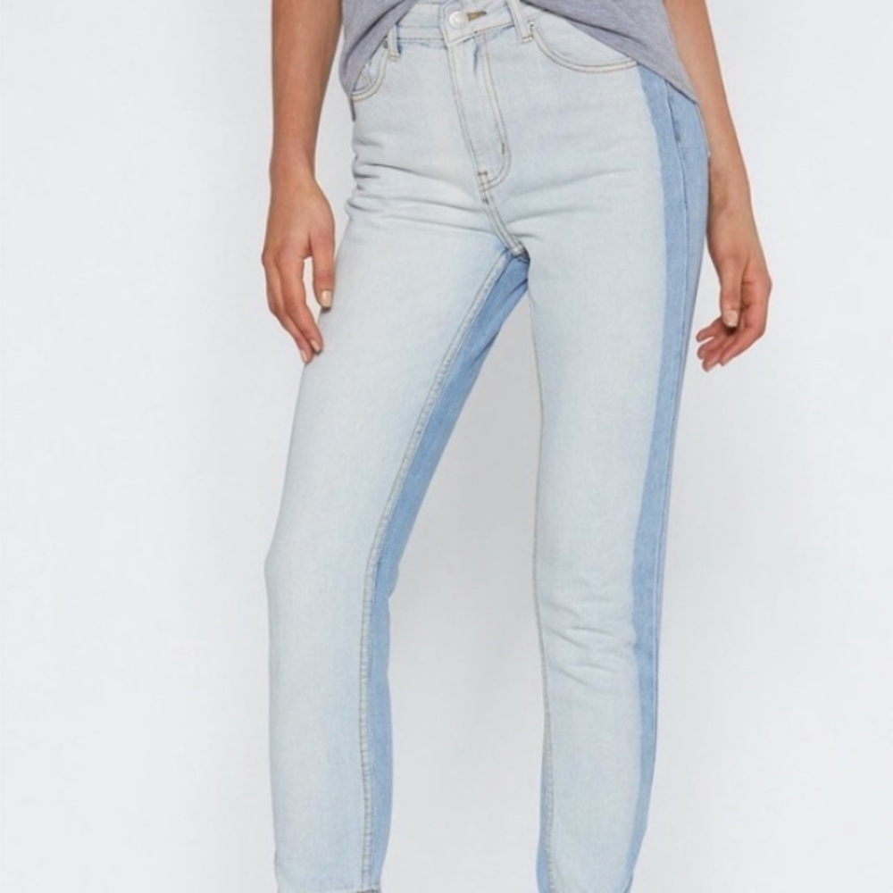 Momokrom Nasty Gal Women US XS UK 6 Blue Two Tone High Rise Boyfriend Jeans